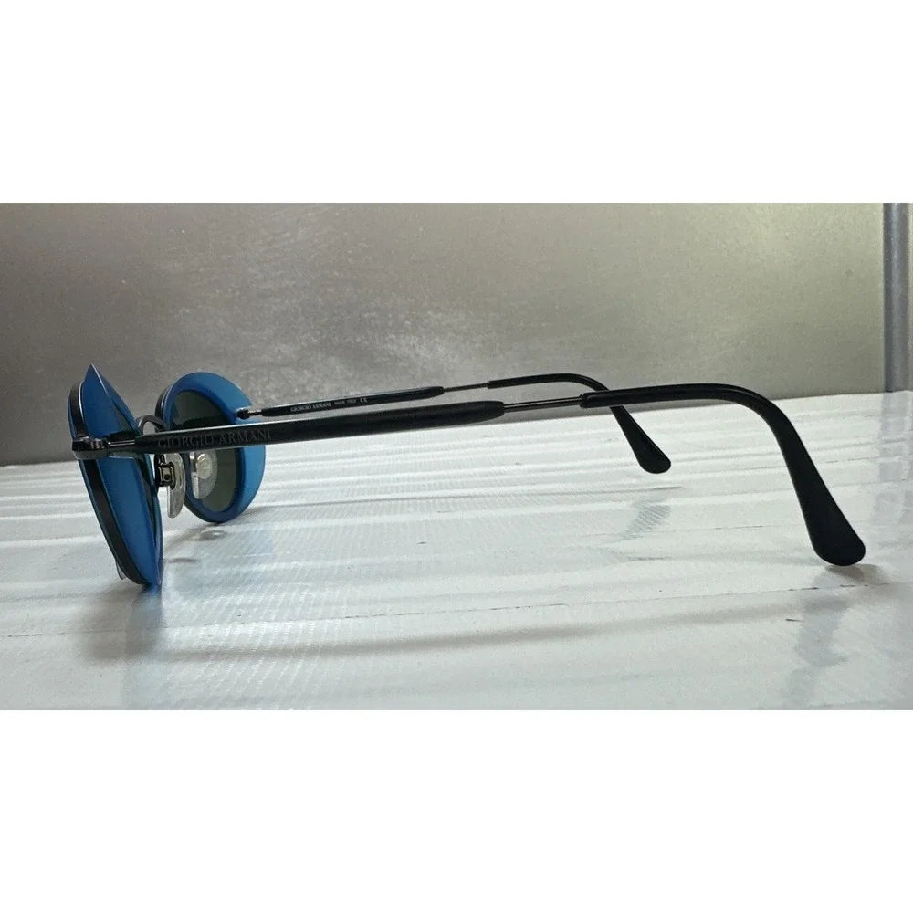 Vintage Giorgio Armani 666 1066 Steampunk Sunglasses w/ Blue Side Shields